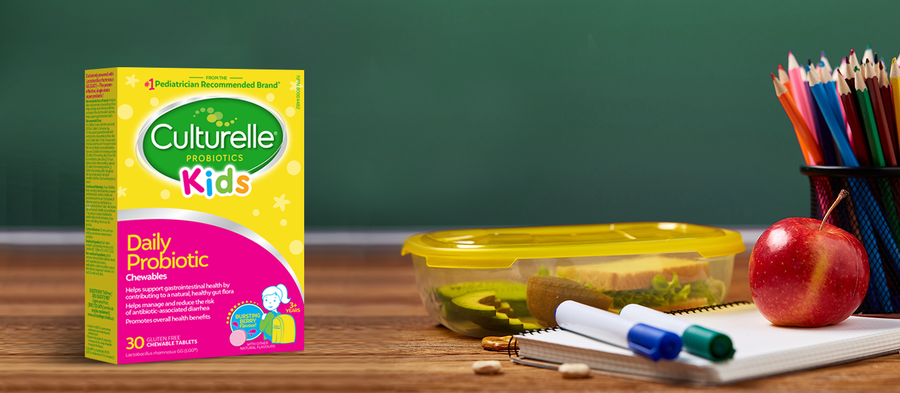 Kids Daily Probiotic packaging on desk 