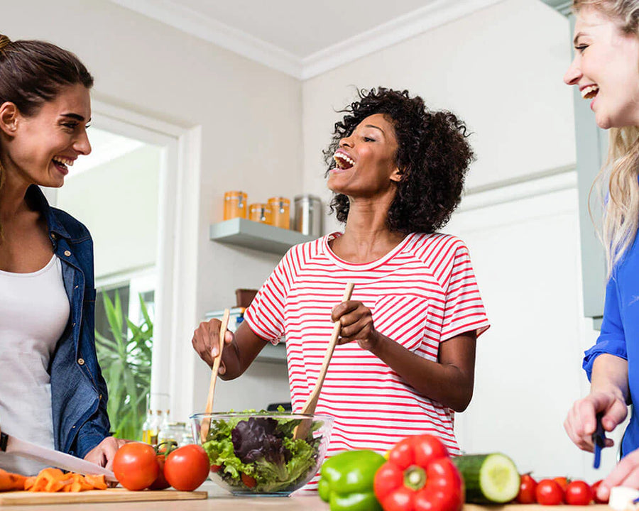 women making a salad